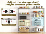 Artiss 5-Tier Kitchen Rack Shelf Shelving Unit 60x35x150CM Adjustable Metal Storage Shelves Silver KR-MEL-5S-60-SS