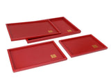 4Pcs Serving Tray Chinese Style Red Wedding Tea Coffee Snack Plate Wooden Fruit Candy Salver Square V1294-YM0703-3118230136212