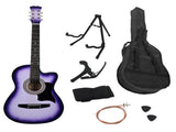 Karrera 38in Pro Cutaway Acoustic Guitar with Carry Bag - Purple Burst CC38-PRO-SPL