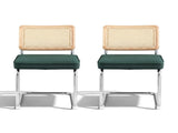 Artiss Dining Chairs Set of 2 Velvet Rattan Cantilever Green DINING-B-C01-VEL-GNX2