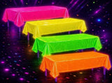 3Pcs Disposable Fluorescent Neon Table Cloths, Waterproof Plastic Rectangular Table Covers for Glow V1192-AZ-W-17464