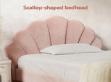Artiss King Single Bed Frame BedStory Mattress Set Pink Velvet Scallop Bedhead with 20cm Mattress BFRAME-SET-ROSY-XFMA-KS