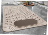 Non-Slip Bath Mat with Foot Scrubber 120 x 80 cm, Anti-Skid Suction Cups & Drain Holes, Waterproof V1107-CS-YSFHD12080