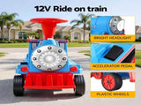 Rigo Kids Ride on Car Train 12V Electric Toy 2 Seaters Storage 87cm Blue RCAR-TRAIN-BU