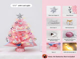 With LED String Light, Christmas Tree with Silver Star Topper, Tabletop Xmas Tree Ribbon Bow, Gift V1107-128-72370