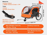 Bike Trailer for Toddlers, Kids, Double Seat, 45 kg Load, 2-In-1 Canopy Carrier Converts to V952-LYS2GHJG820IRLD5RV0