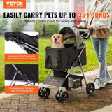 VEVOR Pet Stroller, 4 Wheels Dog Stroller Rotate Brakes, 35lbs Weight Capacity, Puppy Stroller V952-CWTCCGK4QSHD89VDVV0