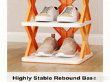 6-Tier Foldable White/Orange Shoe Rack, space-saving vertical design for entry halls, living rooms, V1106-KZDXJ003