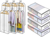 4 Packs Under Bed Storage Containers Bins-55L, 6 Pack Clear Garment Bags-40'' Long V1259-DP01-A-4595