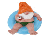 Pool Floater Gnome Statue Resin Pool Party Relaxing Funny Garden Floating Gnome Figurine for Outdoor V1294-YM0901-3111250053412