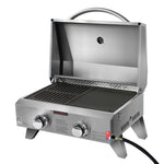 Grillz Portable Gas BBQ Grill 2 Burners with 2 Plates PGB-2B-HP-SS-AB