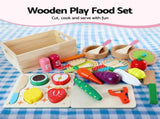 Keezi Wooden Kids Pretend Kitchen Playset with 29pc Food Set Pink White PLAY-WOOD-PRINCESS-3IN1