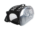 Black Foldable Breathable Pet Carrier with Panoramic Window & Strap - EVA & Lychee Leather Crossbody V888-ELOSUNG45414