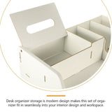 Versatile White Desk Organizer with Lockable Drawer for Pen and File Storage in Home Office V1369-AZ3-W-18159