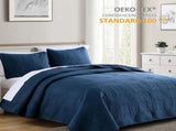 Navy Blue Embossed Haven Bedspread Coverlet 3 Piece Set V745-AC090550Q13U