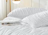Wrinkle Textured Bedding Set - 3 Piece Quilt Cover and Pillowcase Set - White Bohemian Style V888-ELOSUNG54958-4