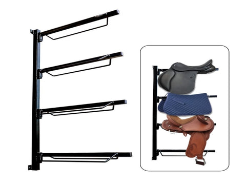 Samland Foldable 4-Tier Saddle Rack Wall Mounted Saddle Stand Space-Saving Steel Holder for Horse V1060-105-21525