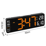 13" Orange Large Digital Big Jumbo LED Wall Desk Clock Display With Temperature Calendar V201-FAZ0013OR8AU