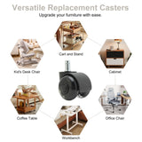5X 2'' Twin Wheel Office Chair Casters - Slient Smooth, 11x22mm Stem V274-FT-OCA-WH2-5PCS