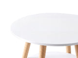 Levede Round Coffee Table 2-Layer Living Room End Tables Bedroom Side Tables NI1090-WH-AU