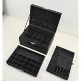 Black Jewelry Box with Key Lock and Multiple Compartments Blackyux V1188-YU108C-06545-1