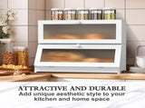 CARLA HOME Double Layer Bamboo Bread Box for Kitchen Counter - Large Capacity Bread Storage V178-36198