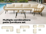 Gardeon 4-Piece Modular Outdoor Sofa Set with Cushions 5 Seater Rattan Furniture ODF-SOFA-4PCS-RATTAN-NTL-AB