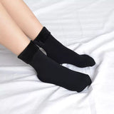 6 Pairs Large Thick Fur THERMAL HEATED SOCKS Warm Winter Work Ski Reversible V563-W8253-BLACK-6PAIRS