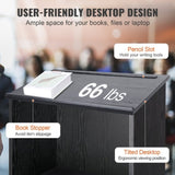 Podium Stand, 47 in Hostess Stand with 4 Rolling Wheels, Wood Podium with Storage Shelves, and Slant V952-CTSJTHSYMDF47ZN65V0