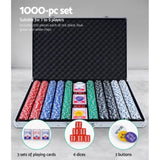 1000pcs Poker Chips Set Casino Texas Hold'em Gambling Party Game Dice Cards Case PCS-RCO-1000