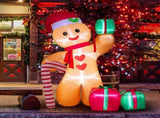 8FT/2.4m Lighted Inflatable Gingerbread Man Christmas Decoration with Candy Cane & Gift Boxes, V1338-WAK0054