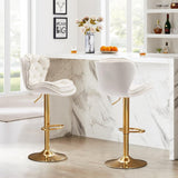 SERENIT Swivel Bars Set of 2 Counter Height Barstools with Back Velvet Upholstered Adjustable V255-GP2210R-IVORY