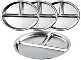 4PCS Stainless Steel Divided Plates, 3 Sections Dinner Plates, Round Portion Control Plate for Home V1369-AZ3-W-08964