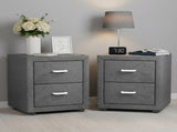 Artiss 2X Bedside Table 2 Drawers Side Table Fabric - CADEN Grey BFRAME-E-BSIDE-GYX2