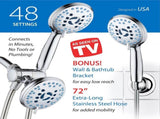 AquaCare As-Seen-On-TV High Pressure 48-setting Rain & Handheld 3-way Shower Head Combo - Anti-clog V1258-DP02-WO-685