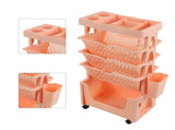 Movable Book Rack Large Capacity 5 Layer Thickened Rollers Multifunctional Movable Bookshelf for V1294-YM0901-3116230009812