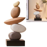 Modern Resin Stacked Stones Sculpture - Abstract Balanced Rock Art for Various Room Types, V1192-AZ-W-24696