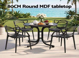 Gardeon 5PCS Outdoor Dining Set Table and Chairs Garden Patio Furniture Entwine Black ODF-DIN-5STFD-601-BK