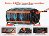 Compost Tumbler, 200L Dual Chamber Outdoor Tumbling Composter with 2 Sliding Doors and Aeration V952-FGXDFJDGL53GHS2TI001V0