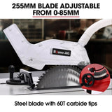 BAUMR-AG 2000W 255mm 10" Compound Table Saw, with Stand, Expandable Worktop, Vacuum Port, 45 Degree V219-SAWTBLBMX50A