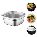Stainless Steel Dish Pans Plated Silver Multifunctional Kitchen Basins 2Pcs V1370-AZ4-15321