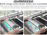 Stainless Steel Sink Drying Rack Expandable Retractable Dish Drainer with Sponge Holder & V1366-AZ2-W-11863
