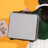Silver Gray Mini 16-Inch Password-Protected ABS Storage and Carry-On Luggage Box Front-Opening V888-ELOSUNG13512