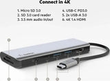 Belkin Connect USB-C 7-in-1 Multiport Hub Adapter - Space Grey , 100W PD, 5 Gbps, 1x 4K V1202-V2-MPA-BK-USBCDCK-GRY