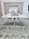 Miles Silver With White Marble Dining Table - 90cm x 180cm V292-DT-MLS-SILVERBASE-WHITEMARBLE