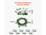 Flower Balls Arrangement Bouquet 10 PCS, 450 mm Diameter Artificial Flower Balls Wedding White Roses V952-ZSHQQXBS177IOA155001V0