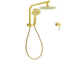 Brushed Gold Round 2in1 8" Shower Head Set Diverter Wall Arm Stainless Steel Handheld Small Face V1233-A703GHR002M4CGKSR108GKRD201G60