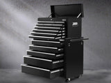 Giantz 15 Drawers Tool Chest Trolley Toolbox 2-in-1 Storage Black TB-15DR-105-BK