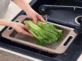 Cutting Board with Storage Basket & Drain Feature Kitchen Chopping Block for Vegetables & Meat, V1192-AZ-W-26236