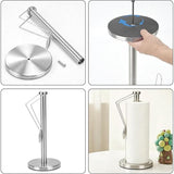 Stainless Steel Paper Roll Holder with Weighted Base Freestanding and Side Retaining Arm for Kitchen V1370-AZ4-25410